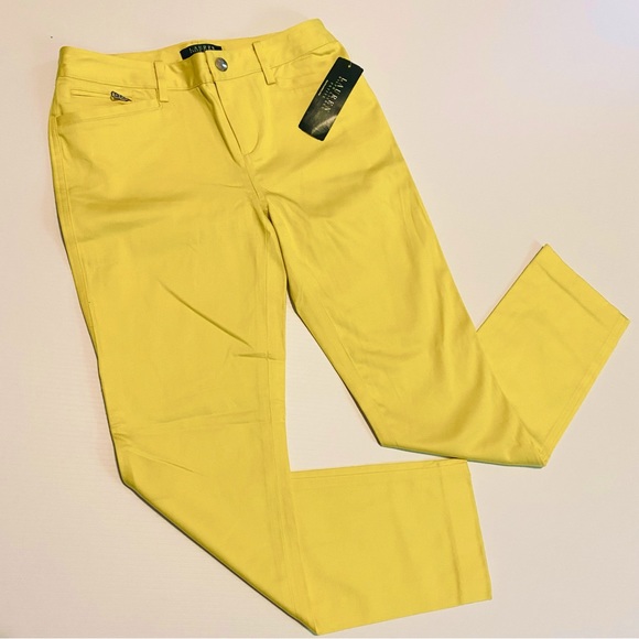 NEW! RALPH LAUREN Canary Buttercup Yellow PETITE PANTS Cute Happy NWT SIZE 2P - Picture 2 of 12